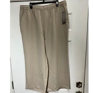 Counterparts Womens Wide Leg Drawstring Pants Sand Shell Beige 2X New